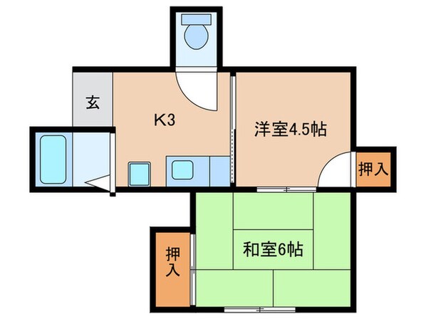 川西マンションの物件間取画像